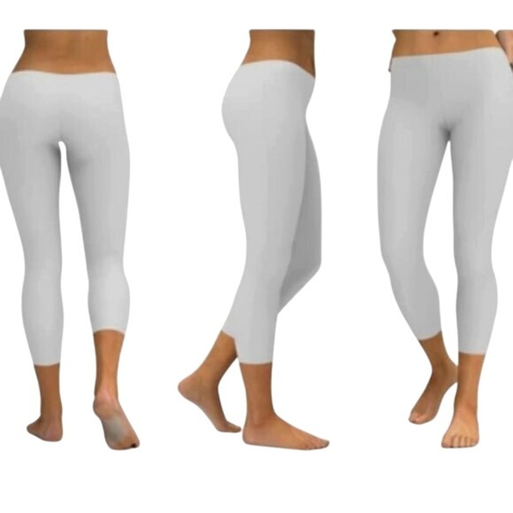 Gearbunch Capri Leggings Women XL White Solid Stretch Active Yoga Cropped